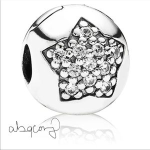 EUC Pandora 791056CZ Sterling Silver You're a Star Clip w/ Clear Pave Zirconia